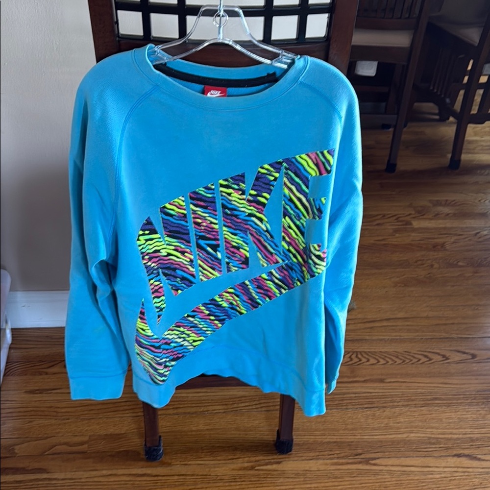 Nike Blue Sweatshirt with Multicolor Logo